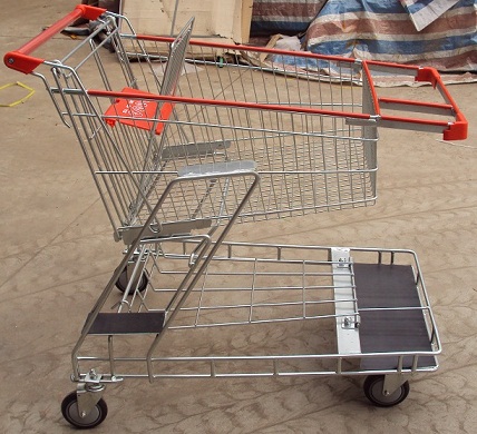 Тележка покупательская грузовая с держателем длинных предметов, с боковой секцией, с нижней полкой TRF-010